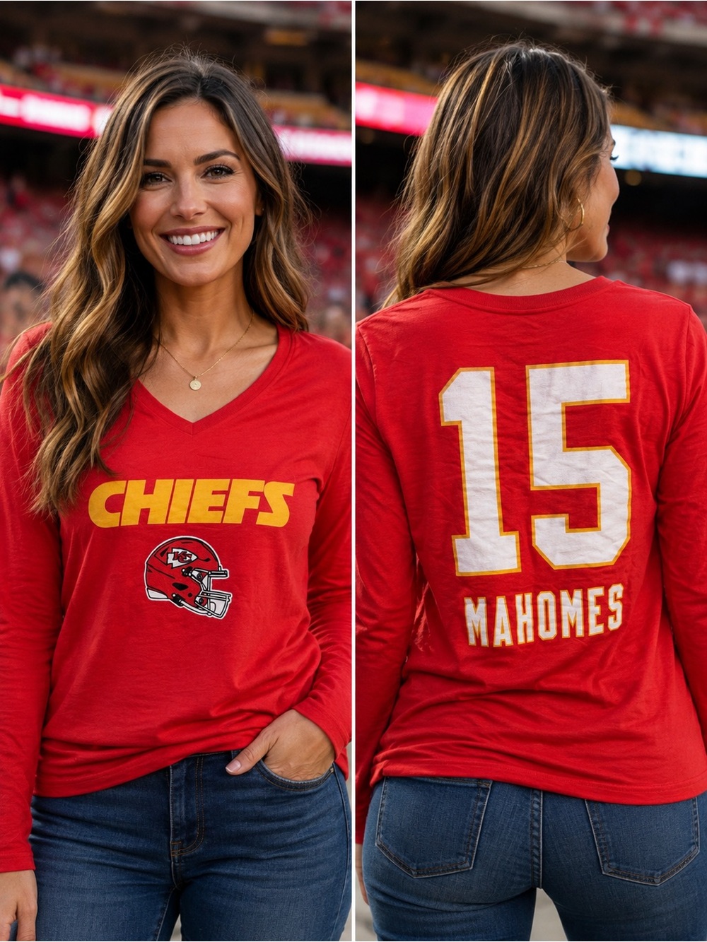 🆕 Fanatics Kansas City Chiefs Patrick Mahomes Women’s Small Long Sleeve Tee